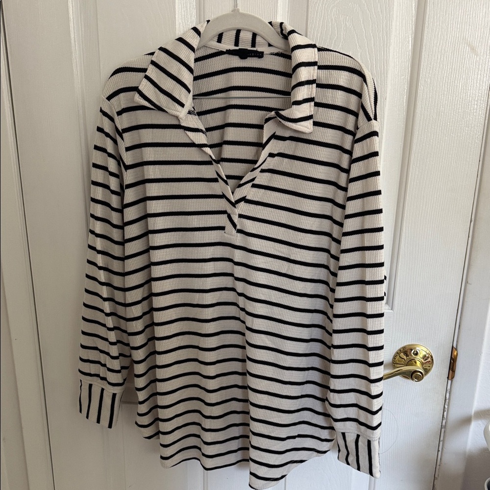 Classic Black and White Striped Women's Tunic